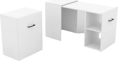 Produktbild von Klappbarer Schreibtisch für kleine Räume, Kollektion FLIP, Farbe Weiß.