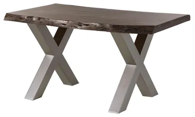 Immagine prodotto di MASSIVMOEBEL24 | Tavolo da pranzo in legno acacia - laccato grigio/ ferro X - argento mat 160x90x77 FREEFORM 5