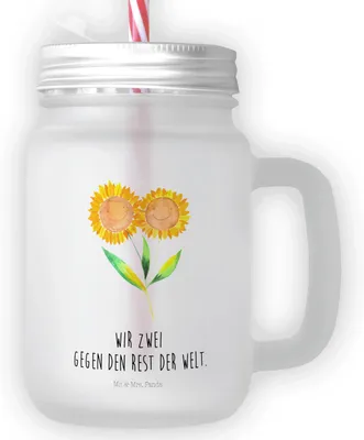 Produktbild von Mr. & Mrs. Panda Cocktailglas Blume Sonnenblume - Transparent - Geschenk, Glas, Trinkglas mit Deckel, Sonnenblumen, Lieblingsmensch, Vertrauen, Becher Strohhalm, Garten