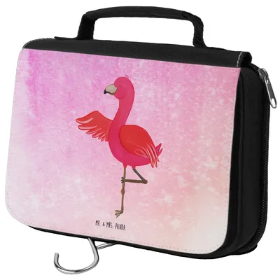 Produktbild von Mr. & Mrs. Panda beautycase Flamingo Yoga - Aquarell Pink - Geschenk, kosmetiktäschchen, Vogel, Yogapose, Kosmetiktasche, Urlaub, Kosmetikbeutel, Kulturbeutel, Baum, Yogi