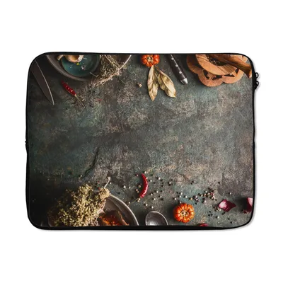 Produktbild von MuchoWow® Laptop Hülle 15 Zoll Marmor - Gemüse - Herbst - Kürbis - Rustikal - Kräuter Laptoptasche - Laptoptasche - Sleeve - Rundum-Schutz
