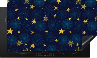 Produktbild von KitchenYeah© Herdabdeckplatte Sterne - Schnee - Muster - Weihnachten , 91x52cm, Küche Deko, Glaskeramikkochfeld Herdabdeckung, Abdeckplatte fùr Kochfeld
