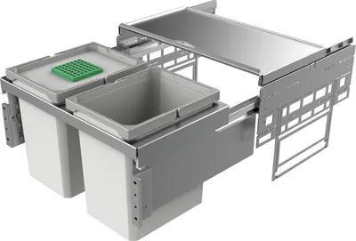 Obrázek produktu pro Naber Cox® Base 360 K/600-2, odpadkový koš pro přední výsuvy, s organickým víkem, světle šedý