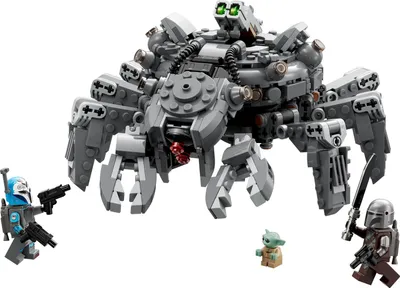 Produktbild von LEGO 75361 Star Wars Der Spinnenpanzer, Baubares Mandalorianer-Spielzeug mit verbundenen Teilen, 2 Minifiguren, Grogu Baby Yoda-Figur und Dunkelschwert, Set der 3. Staffel