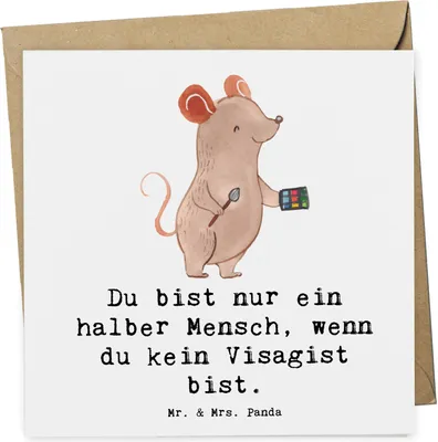 Produktbild von Mr. & Mrs. Panda Grußkarte Visagist Herz - Weiß - Geschenk, Beauty Salon, Klappkarte, Kosmetiker, Spruch, anlasskarte, doppelkarte, faltkarte, Ausbildung