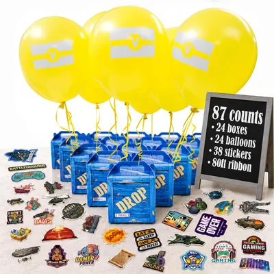 24er Pack Party-Lootboxen mit Ballons und Stickern