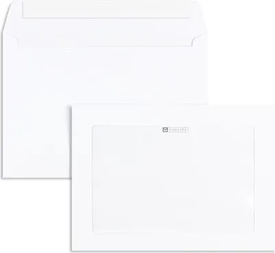 Produktbild von Werbefensterumschläge - Weiß 162 x 229 mm (DIN C5) | 100 g/qm Offset | Mit Fenster | Haftklebung | Gerade Klappe | 500 Stück