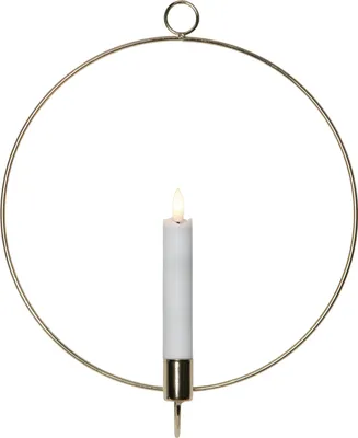 Produktbild von BEST SEASON LED Echtwachskerze Flamme im Ring z.Stehen 28,5cm gold