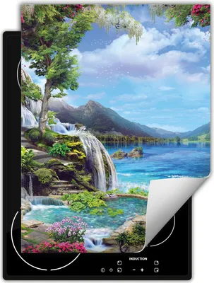 Produktbild von DarHaus Herdabdeckplatte Einteilig Küche Abdeckplatte für Glaskeramikkochfeld Abdeckung Induktionskochfeld Aufrollbare Matte 40x52 cm, See - Landschaft