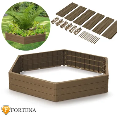 Produktbild von Gartenbeet Hochbeet Pflanzkasten Gemüsebeet Blumenkasten Gartenrabatte Kunstoff Sechseck Braun