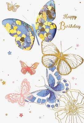 Produktbild von Geburtstag Karte mit Umschlag,  Schmetterling Happy Birthday