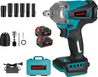 Produktbild von Elektrischer Schlagschrauber, 1200 Nm Drehmoment, 18V bürstenloser Motor, 2Batterien-12Stück Set B
