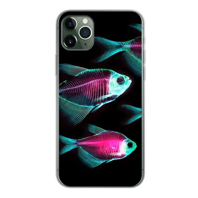 Produktbild von MuchoWow® Handyhülle Schutzhülle Hülle für iPhone 11 Pro Max Fisch - Lila - Blau Silikon Softcase Handy Hülle - Schutz