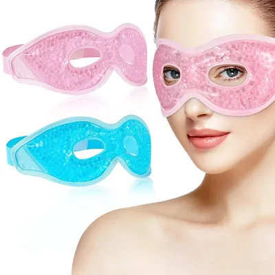 Produktbild von 2 Stück Augenmaske Kühlend, Gel Kühlmaske Warm Augen Kühlbrille Kühlende Wiederverwendbare Kühlende Augenmaske für Augenringe, Geschwollene, Augenermüdung Lindern, Migräne(Rosa)