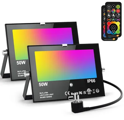 LED-Flutlicht 50 W RGB 2er-Pack, IP66, Fernbedienung, 120 Farben