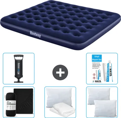 Produktbild von Bestway Luftmatratze – 2 Personen – 183 x 203 x 22 cm – Blau – im Lieferumfang enthalten Zubehör