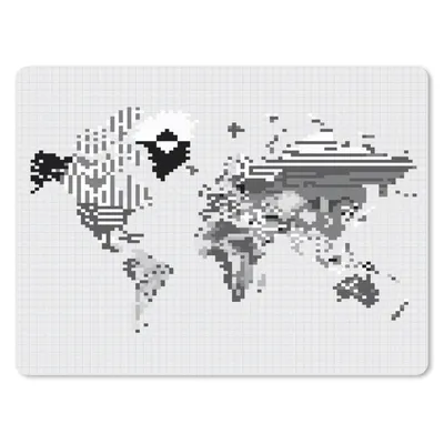 Produktbild von MuchoWow® Mauspad Mousepad Weltkarte - Pixel - Schwarz und weiß 23x19 cm - Mousepads - Maus Mat - Pad - Mausunterlage - Schreibtischunterlage - Mauspad