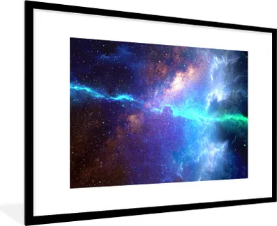 Produktbild von MuchoWow® Gerahmtes Poster Leerzeichen - Blau - Grün 90x60 cm - Poster mit Schwarzem Bilderrahmen Wandposter Rahmen Foto Bilder - Wanddekoration - Fotos