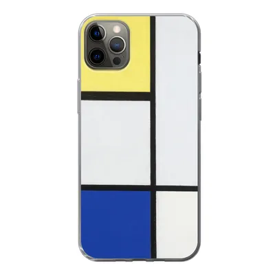 Produktbild von MuchoWow® Handyhülle Schutzhülle Hülle für iPhone 12 Pro Max Komposition mit Gelb, Blau und Schwarz - Piet Mondrian Silikon Softcase Handy Hülle - Hartschale