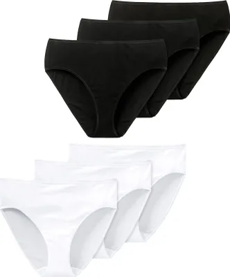 Produktbild von Schiesser Damen Slip 6-Pack Essentials - schwarz-weiss - Größe 42