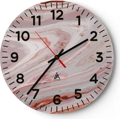 Produktbild von Wanduhr - Rund - Glasuhr - Abstraktion modern - 30x30cm - Schleichendes Uhrwerk - Lautlos - zum Aufhängen bereit - Dekoration Modern - Wanddekoration aus Glas - C4AR30x30-4049