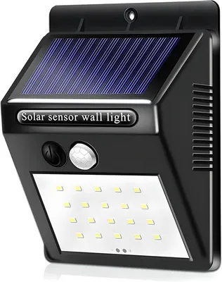 Productafbeelding van Zonnepaneel-LED-bewegingssensorlamp, waterdicht, zeer helder, tuinwandlamp, geschikt voor muur, paal, pad, tuin, buitenlamp, veiligheidswandlamp