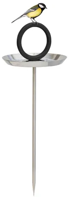 Produktbild von Born in Sweden Vogelbad & Vogelfutterstation – Skulpturale Garten-Deko, 60 cm: Edelstahl (Silber) Ausführung: Edelstahl (Silber)