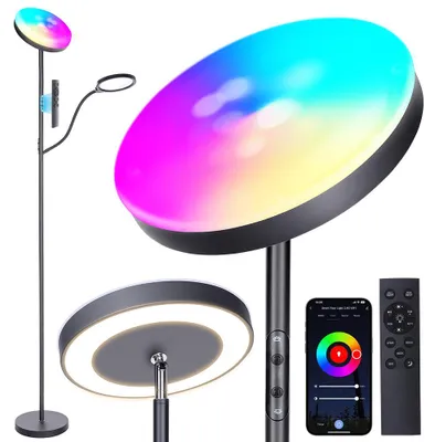 Obrázok produktu pre BlitzWill® BWL-FL6 36W Smart RGB stojaca lampa s 2 svietiacimi hlavami, 3 svetelnými zónami, stmievateľná, CCT farebná teplota, aplikácia a diaľkové ovládanie, EU zástrčka