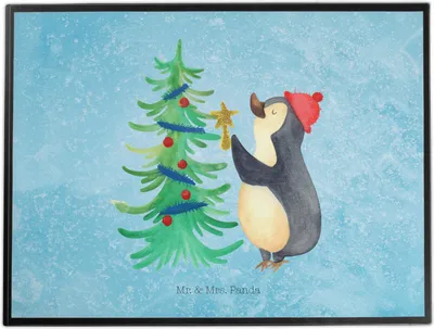 Produktbild von Mr. & Mrs. Panda schreibauflage Pinguin Weihnachtsbaum - Eisblau - Geschenk, schreibtischunterlagen, schreibtischunterlage, Weihnachten, bastelunterlage, Wintermotiv