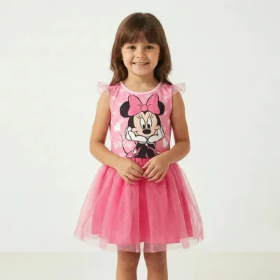 Produktbild von Disney Minnie Maus Kinder Mädchen Sommerkleid Kleid Tüllkleid – Rosa / 128/134