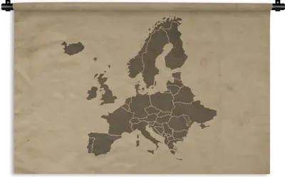 Produktbild von MuchoWow® Wandteppich Wandbehang Karte - Europa - Braun 150x100 cm Tapisserie Dekoration Wandtuch - Waschbar - Tapisserien - Wand-Decke