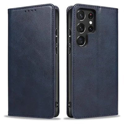 Produktbild von Handyhülle für Samsung Galaxy S22 Ultra Kunstleder Flip Cover Hülle Klapphülle Case Kartenfach Farbe: Blau