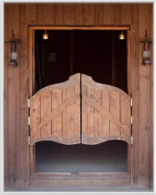 Produktbild von Wallario Wandbild Saloontür, Größe: 40,30 x 50,30 cm, Poster mit weißem Aluminiumrahmen