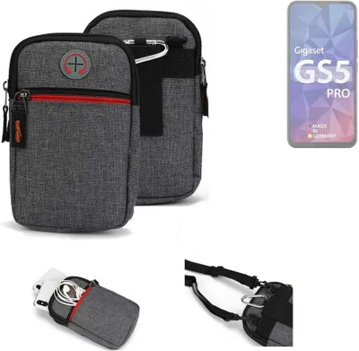 Produktbild von K-S-Trade Holster Gürteltasche kompatibel mit Gigaset GS5 Pro SE Handy Tasche Schutz Hülle grau Zusatzfächer 1x