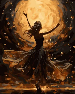 Imagen del producto de Kit de pintura por números, lienzo negro, tema: bailarinas, tamaño 40x50