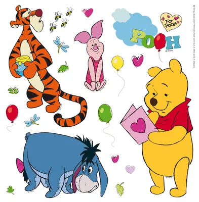 Image de Autocollant mural DisneyPolyuréthanel'ours bleu, orange et jaune - 600218 - 30 x 30 cm