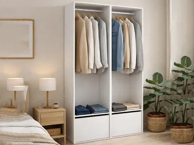 Immagine prodotto di Dmora Guardaroba Grande Pewa 45x205h cm Bianco, Appendiabiti 2 Ante
