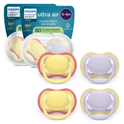 Produktbild von Philips AVENT Schnuller SCF087/20 ultra air, Klassischer Babyschnuller, Kieferorthopädisch, Silikon, Junge/Mädchen, Spülmaschinenbeständig