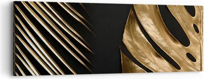 Produktbild von Bild auf Leinwand - Leinwandbild - Einteilig - Golden Blatt Monstera - 90x30cm - Wand Bild - Wanddeko - Wandbilder - Leinwanddruck - Bilder - Wanddekoration - Leinwand bilder - Wandbild - AB90x30-5028