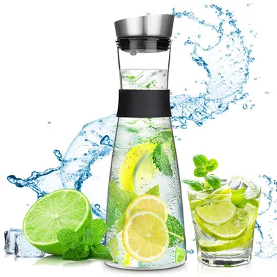 Immagine prodotto di Caraffa in vetro, 1200 ml, con coperchio in acciaio inossidabile
