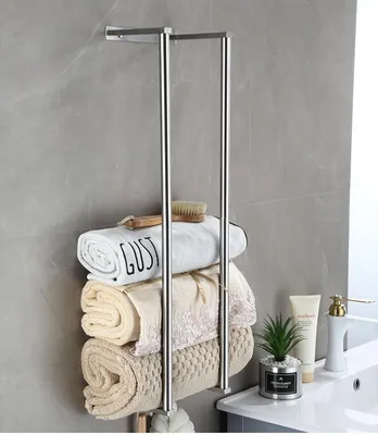 Obrázek produktu pro Držák na ručníky, 6 ručníků, montáž na zeď, nerezová ocel, pro koupelnu