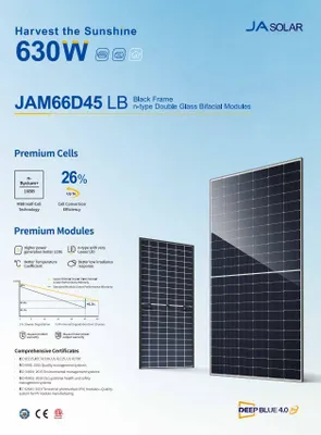 Produktbild von 36 x 625W BiFazial Solarmodul JA Solar JAM66D45 625LB (SFR)  Photovoltaik Solarpanel PV 0%