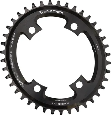 Produktbild von Wolf Tooth PowerTrac Elliptical Gravel/CX/Road Kettenblatt, 107 BCD, 4-Loch, 38 Z., Drop-Stop B,