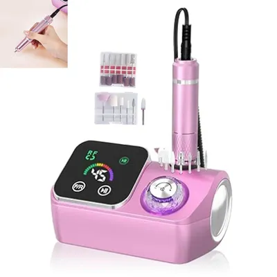 Produktbild von Elektrischer Nagelfräser 45000 RPM, Profi Nageldrehmaschine Set mit LED Licht, stufenlose Drehzahl, für Maniküre & Pediküre