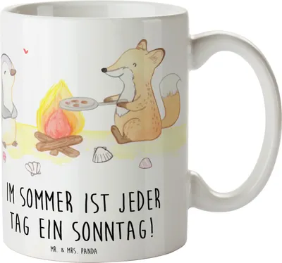 Produktbild von Mr. & Mrs. Panda Tasse Sommer Sonntag - Weiß - Geschenk, Lebensfreude, Kaffeebecher, Sommerferien, Wetter während des Jahres, Becher, Sommerprodukte, Geschenke, Teetasse