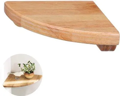 Produktbild von Eichenholz-Winkelplatte - 1 Stück - 18 cm - natürliche Winkelplatte - Pflanzständer für die Ecke in Badezimmer, Küche, Schlafzimmer, Wohnzimmer - Installationsmaterial verpackt