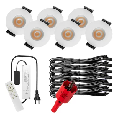Produktbild von S-Polylight PREMIUM Mini LED- Einbauspots Warmweiss 3.000K, Smart, Smarthome, App, Alexa, DIMMBAR, IP65, FUNK 3W LED Einbaustrahler Terrassenüberdachung, Terrassenbeleuchtung, Bad, Sauna, LED Spots mit Fernbedienung (WEISS, 6x SMARTHOME LED-SET)