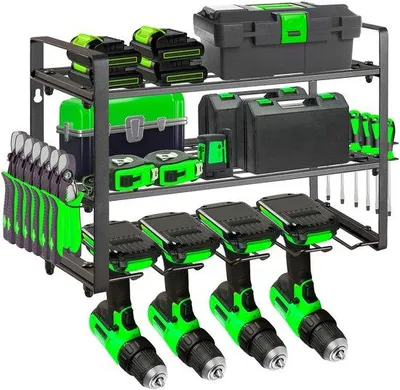 Image de Rangement pour outils électriques à 3 niveaux pour garage et atelier