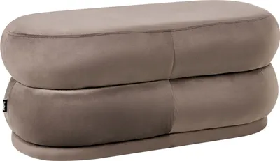 Produktbild von BELIANI Bettbank Dunkelbraun Stoffbezug Samt 90 cm Gesteppt Oval Glamourös Edel Elegant Sitzbank für Schlafzimmer Flur Diele Eingangsbereich