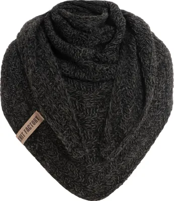 Produktbild von Knit Factory Sally Dreiecksschal - Schwarz/Anthrazit - 220x85 cm